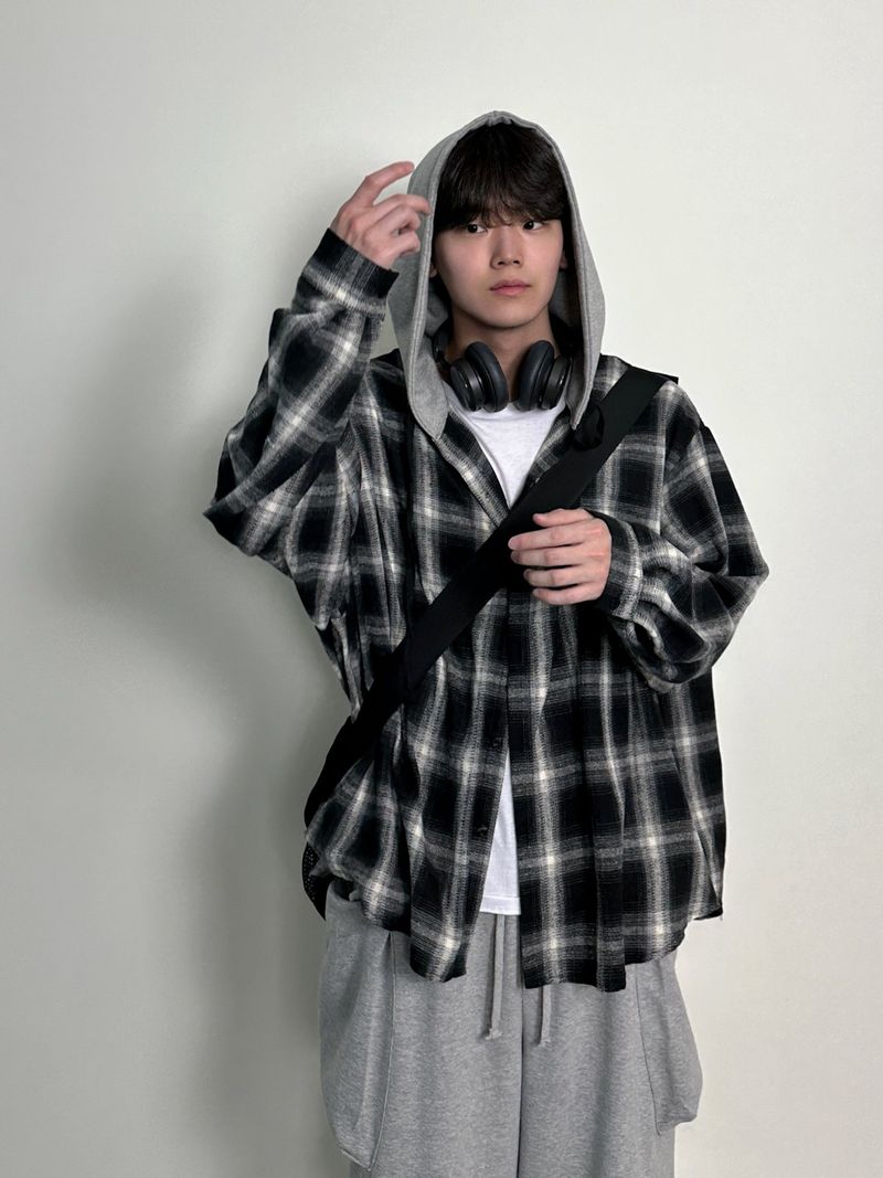 WHAT A LOOK（ワット ア ルック）の「Henri フードオーバーチェックシャツ（トップス）」