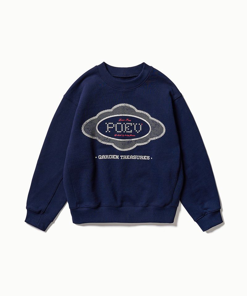 Lace Applique Sweatshirt - Navy