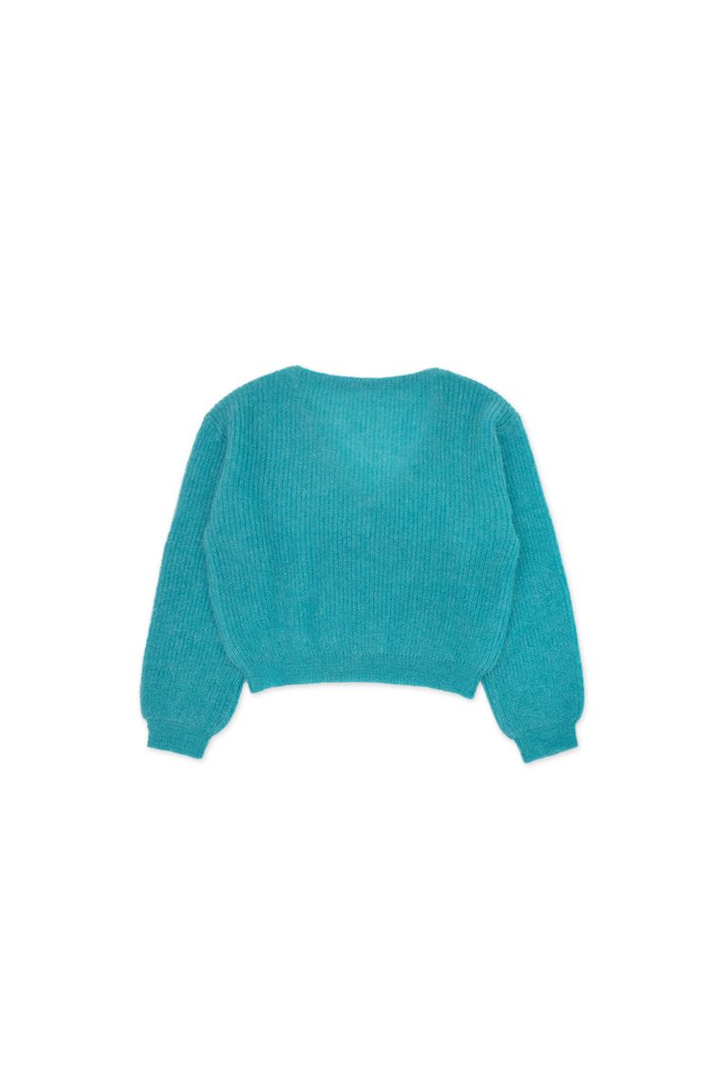 Mohair v-neck knit_teal