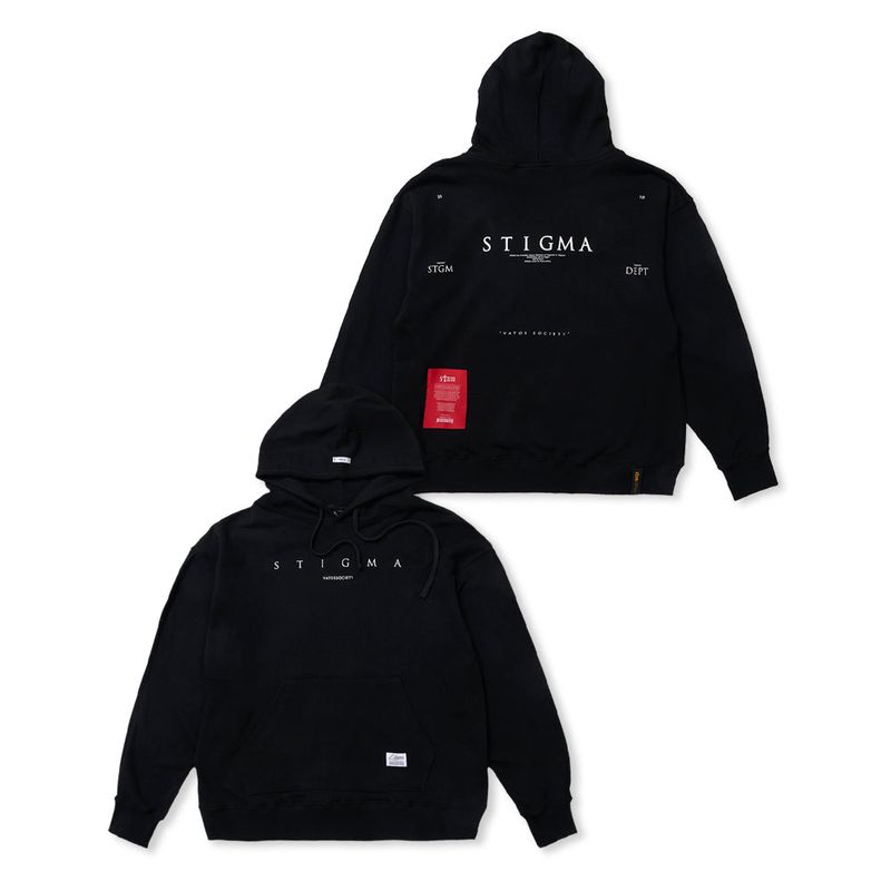 STIGMA(スティグマ)の「SERIF HOODIE BLACK / WHITE MELANGE(Tops)」
