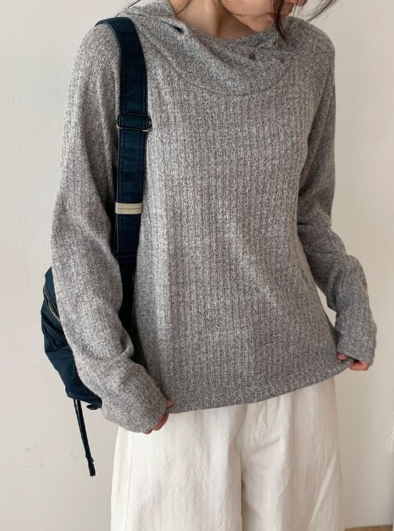 Burhit Unbalance Ribbed Hoodie