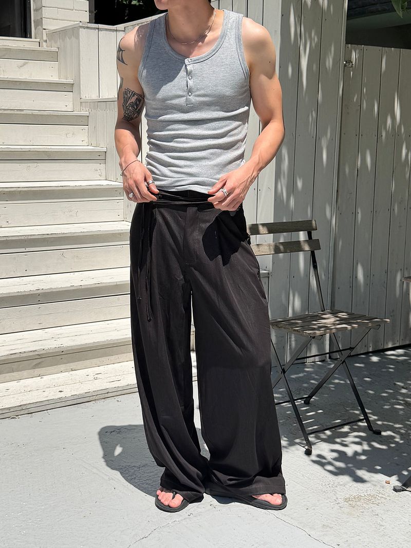 Cool denim wide slacks(2color)