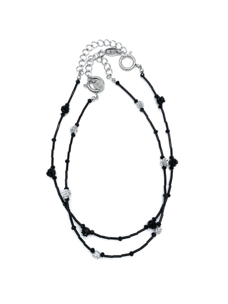 Silver rose choker