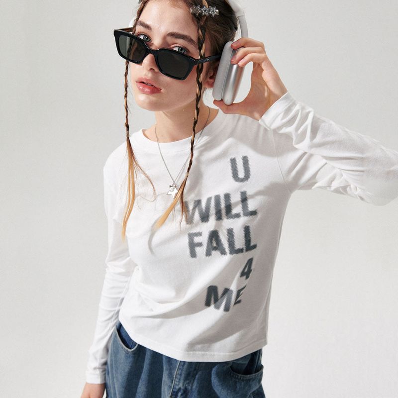 Lettering slim Long sleeve [2 Color]