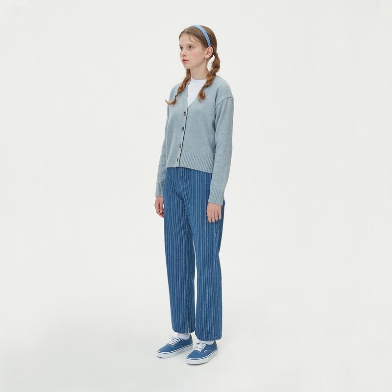 WOOL CROP KNIT CARDIGAN_BLUE