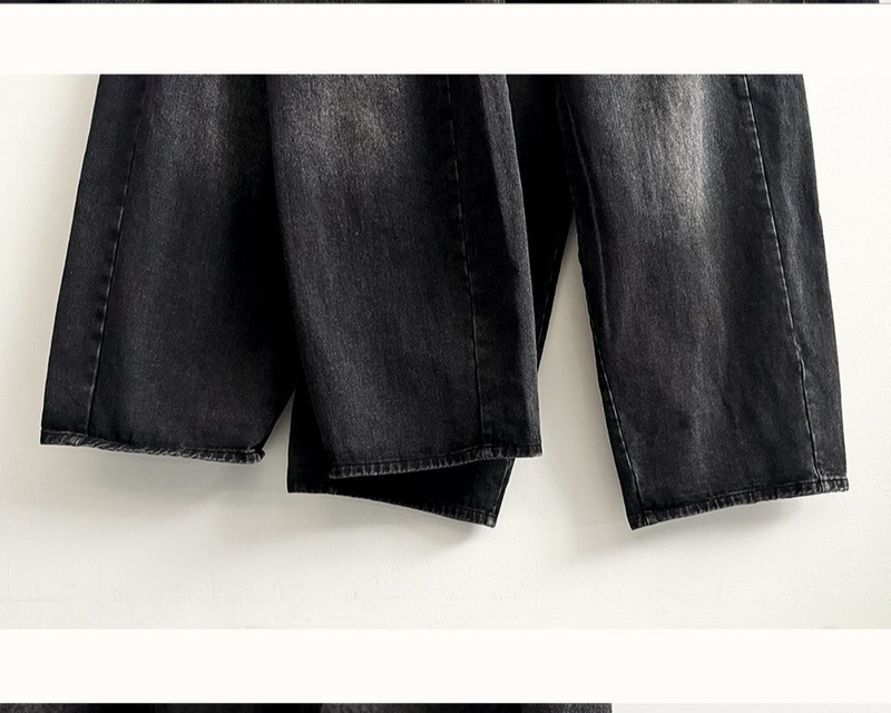 Romine side pin tuck brushed denim wide pants