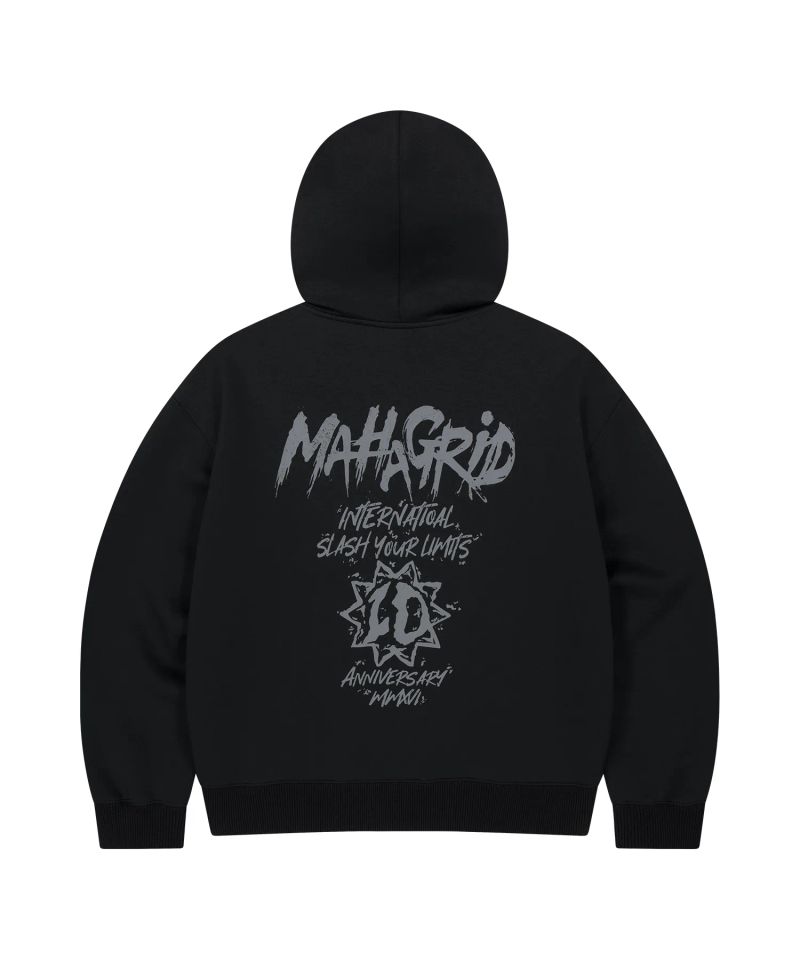 10TH SLASH NEOPRENE CROP ZIP UP HOODIE_BLACK