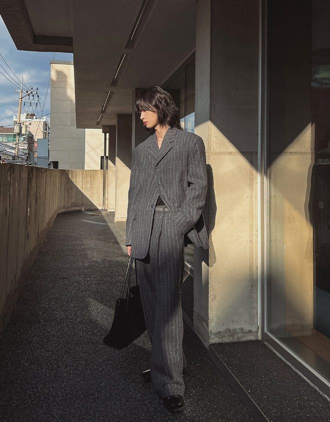 Ovening Stripe Wool Slacks