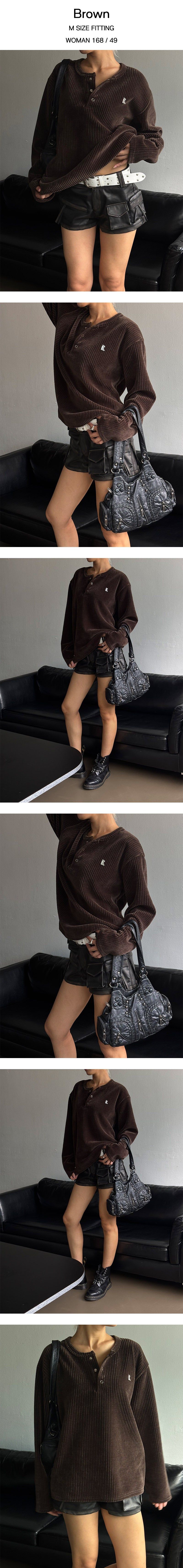 [MADE] Velvet golgi henry neck knit sleeves(3color)