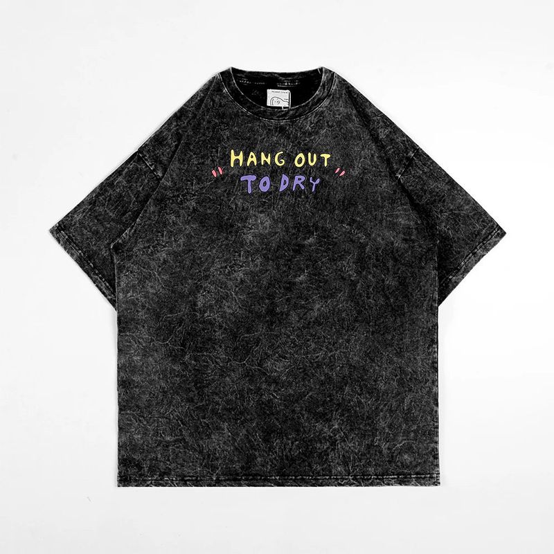 Peanut Stain（ピーナッツ ステイン）の「PEANUT STAIN - ハング アウト トゥ ドライ ウォッシュド ブラック オーバーサイズド Tシャツ（トップス）」