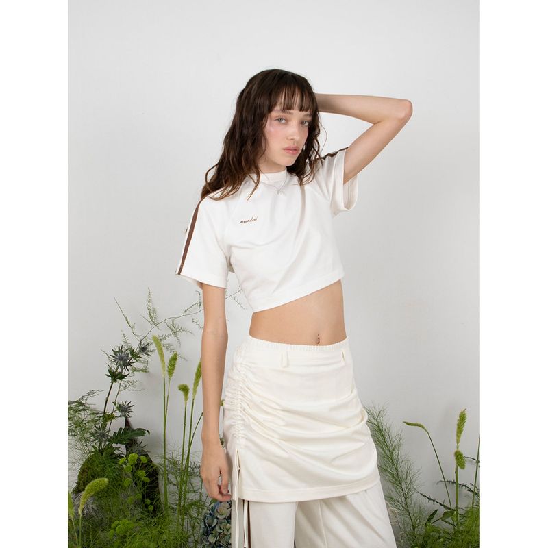 TRACK SHIRRING SKIRT PANTS - WHITE