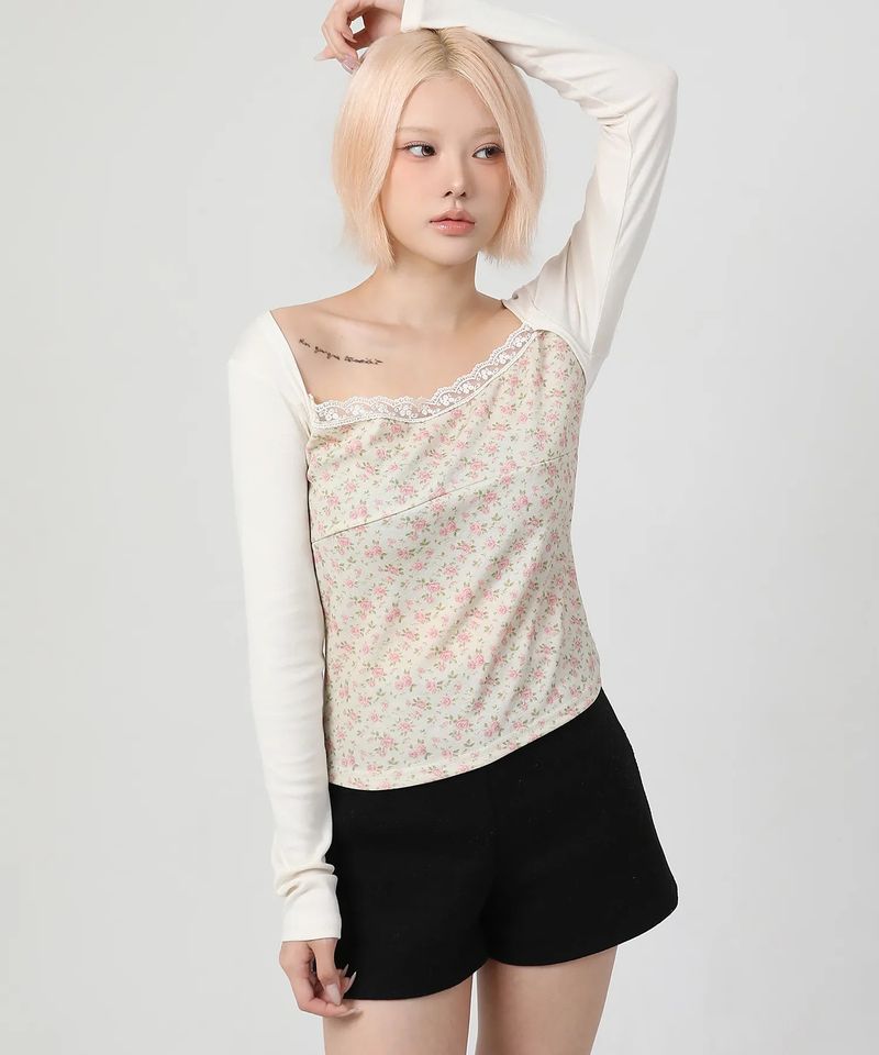 Layered Floral t-shirt_ivory