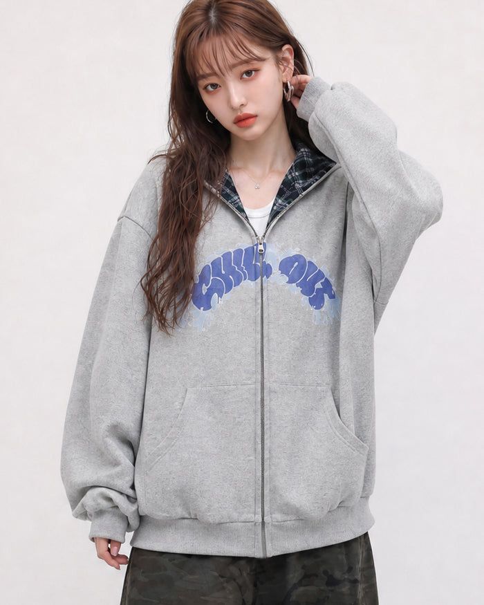 (UNISEX) Chill Reversible Over Hood Zip-Up