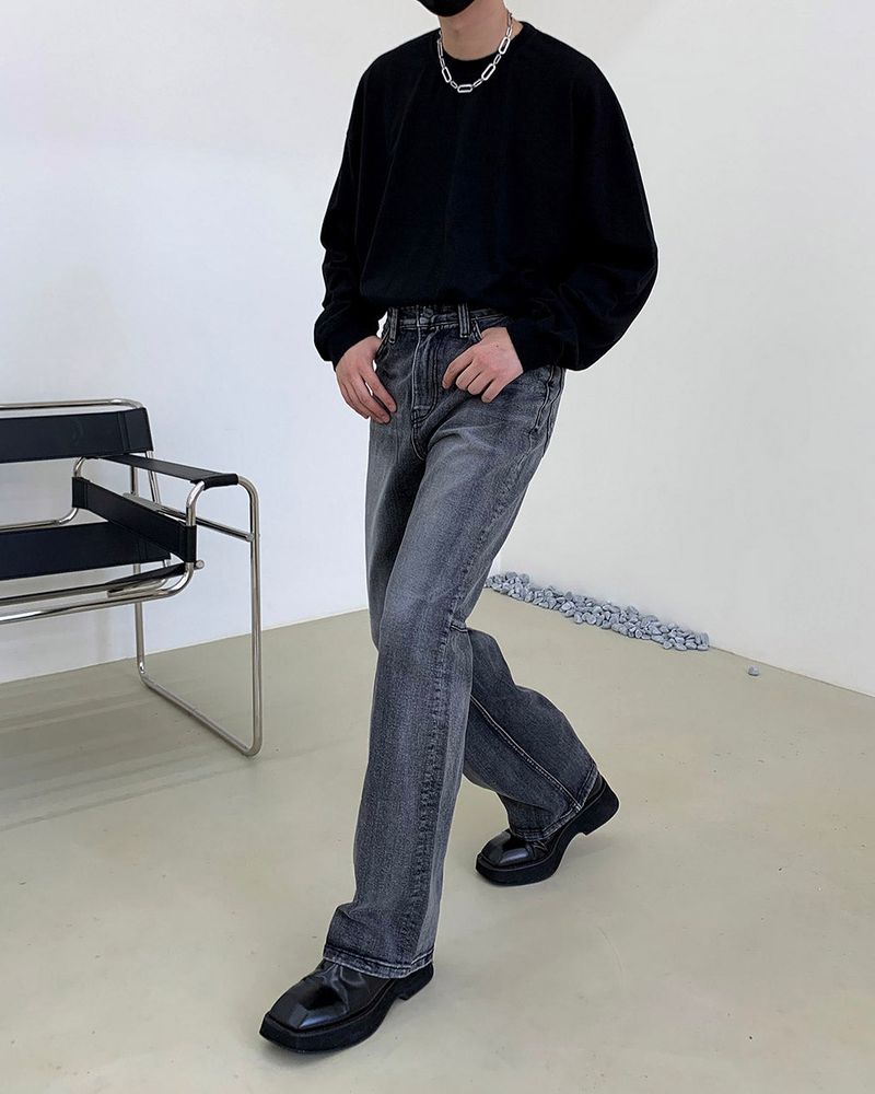 MG608 All Brush Back Slit Bootcut Denim