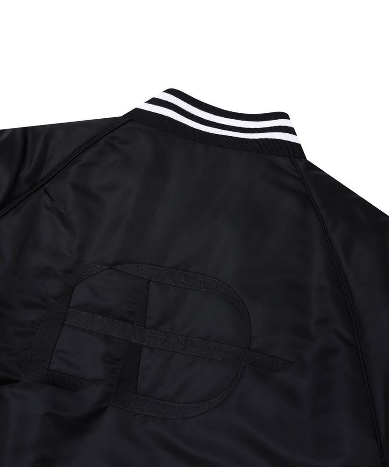 BOLD LOGO LONG VARSITY JACKET_BLACK