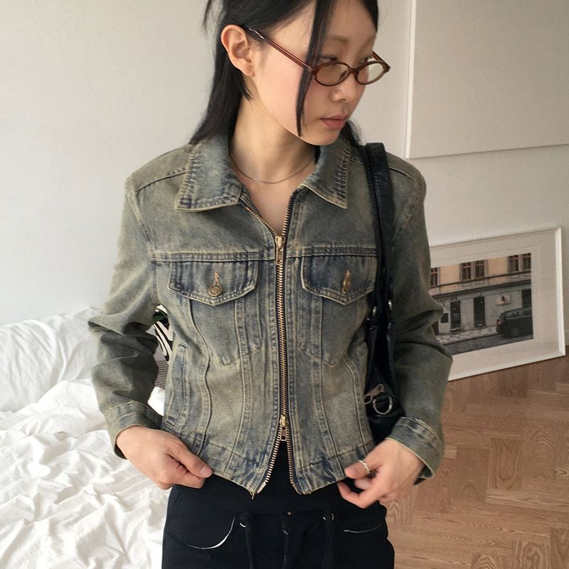 Bate vintage Y2K washed two-way denim jacket