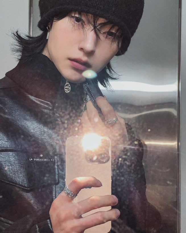 [LANARCH] Amber Leather Pocket Neck Zip-Up