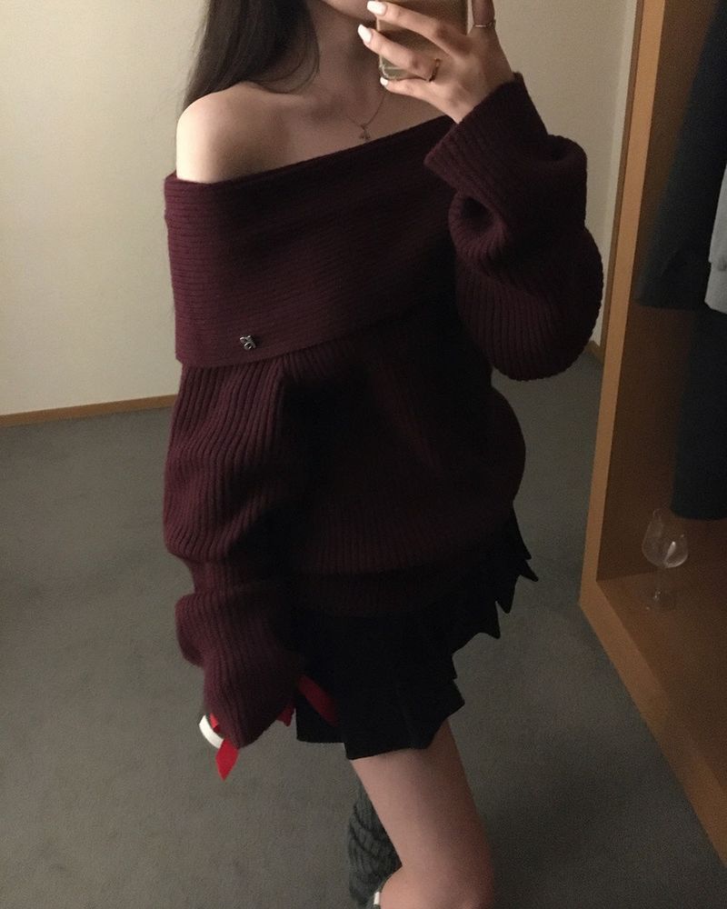 [ORIGINAL] DARE Off-Shoulder Rib Knit
