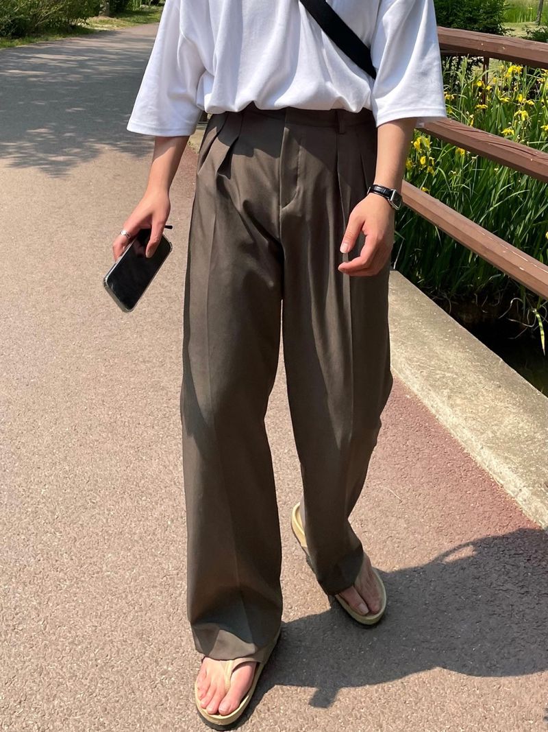  MINE MINMAL TWO TUCK WIDE SLACKS(3COLOR)