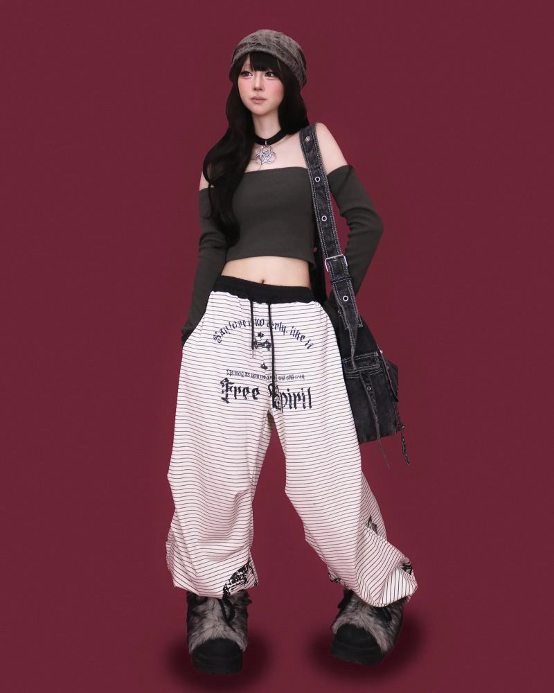 action striped wide pants (2color)
