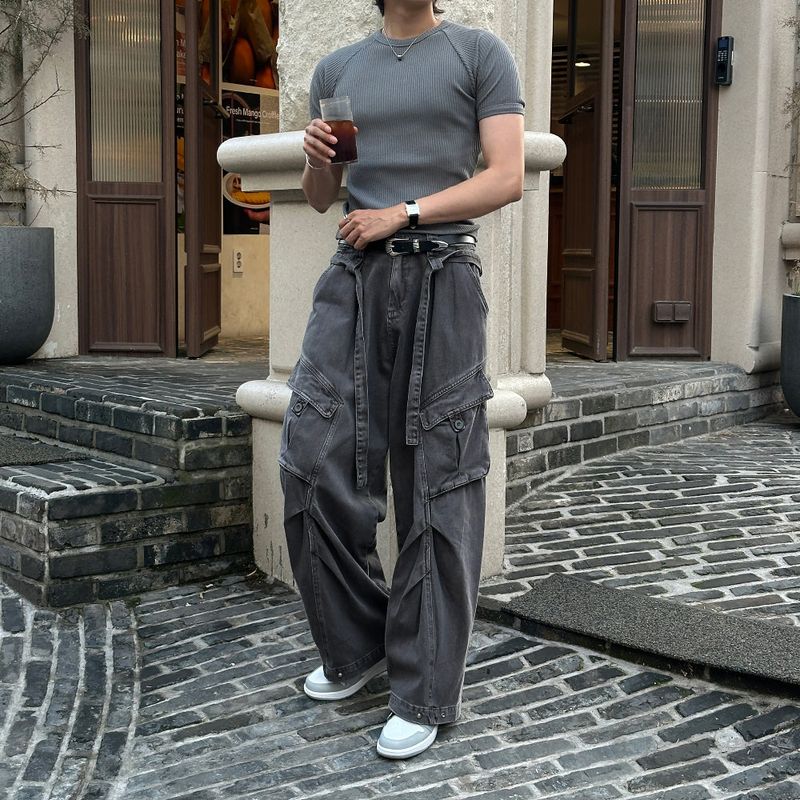 LMN Maison Belted Pintuck Cargo Pants (3 colors)