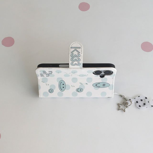 Dot dot smile skyblue diary wallet case