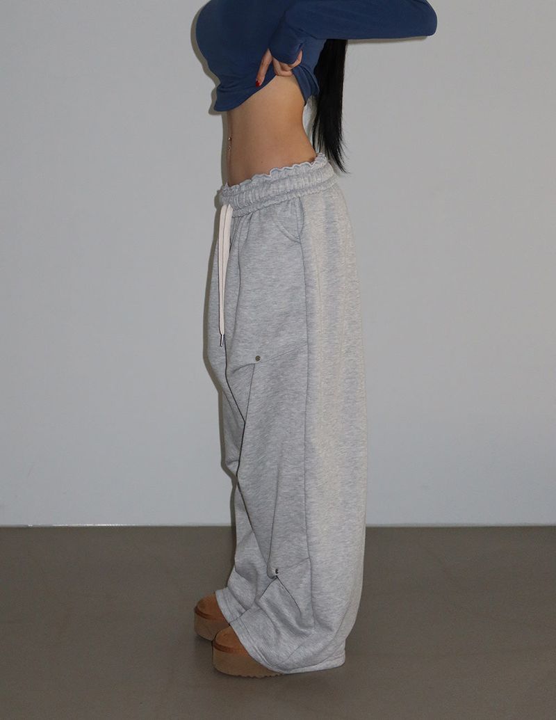 8 color napping pintuck banding wide pants