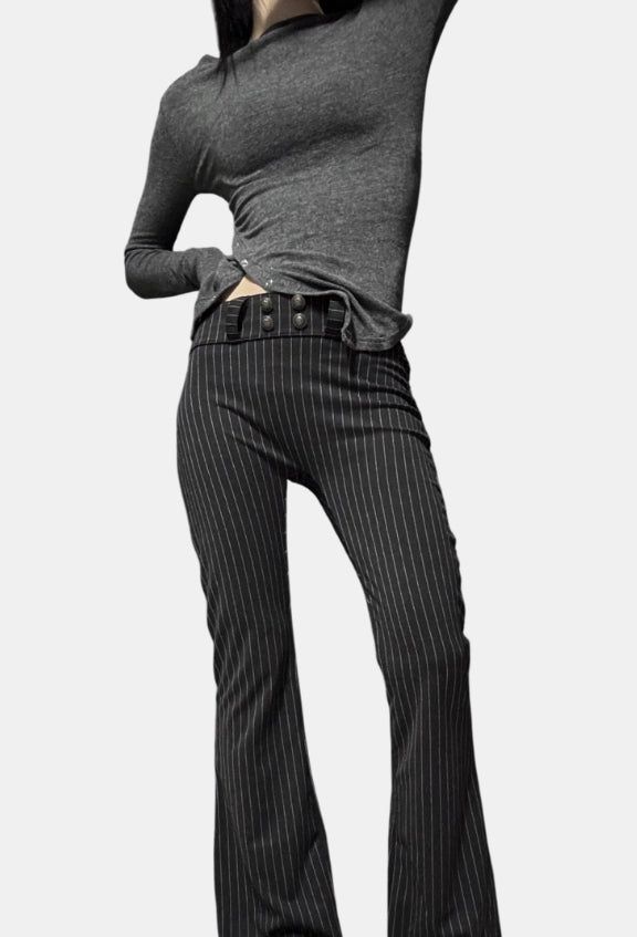 Antique button bootcut slacks