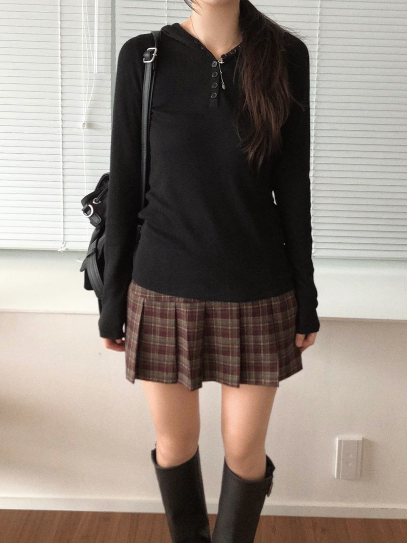 Fair Checkered Pleats Skirt (2 colors)