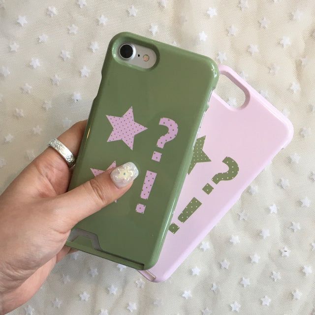 Dot Star Olive Pink Card Wallet Glossy Hard Case