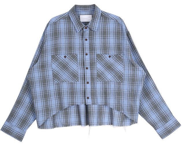 No.0342 F check cutting crop SHIRT