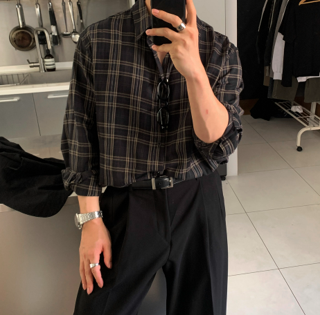Cali Herringbone Semi Overfit Check Shirt