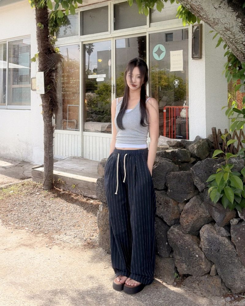 Heppin stripe banding pants
