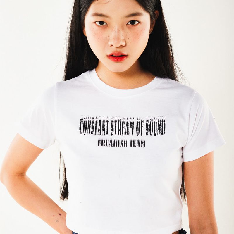 スティプル半袖クロップTシャツ