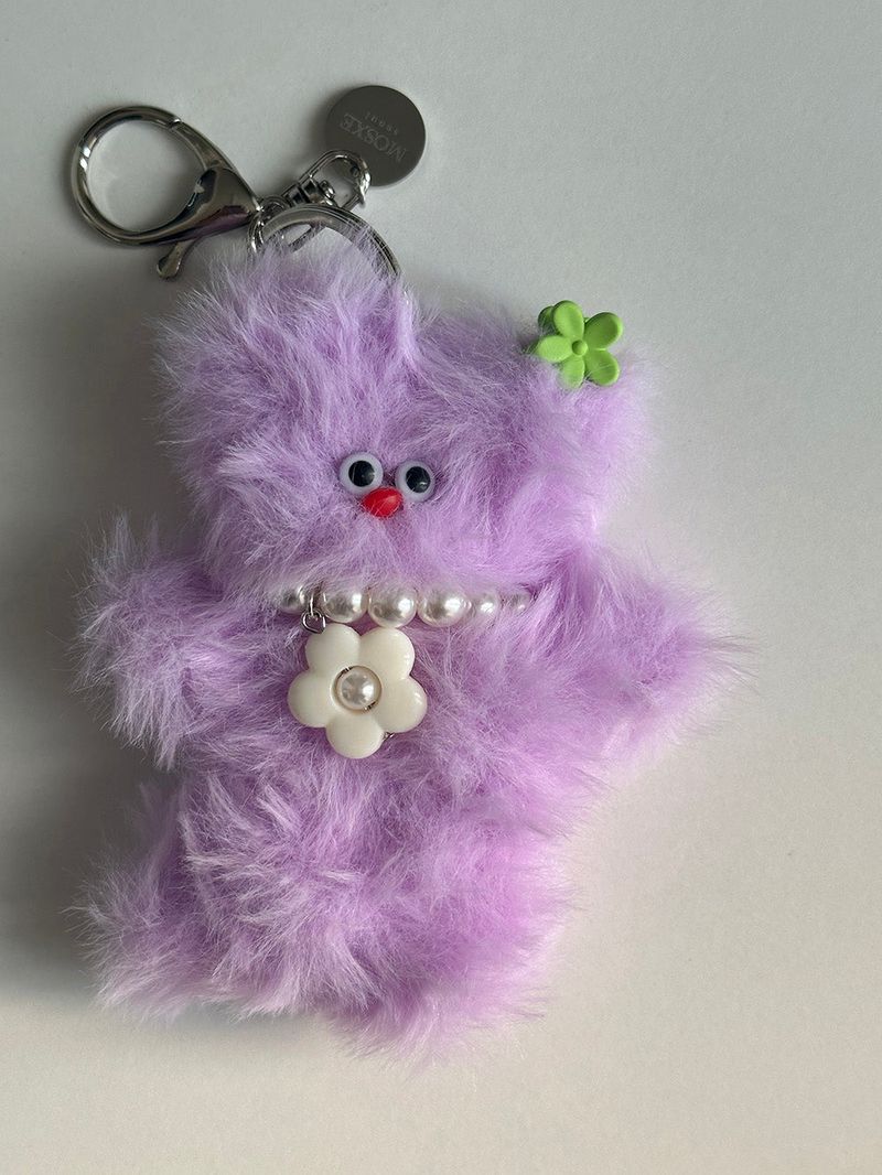 [Hand made] Fluffy bear key ring (5color)