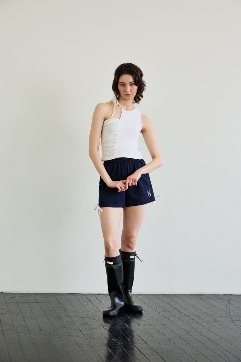 BEBE UNBALANCE SLEEVELESS TOP / WHITE