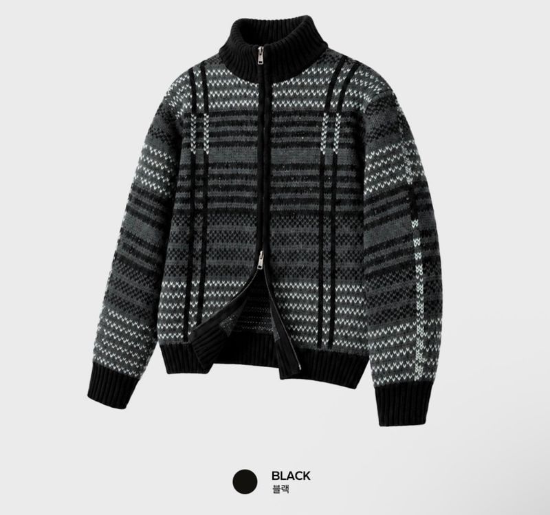 Look Aces High Neck Check Two-Way Knit Zip-Up