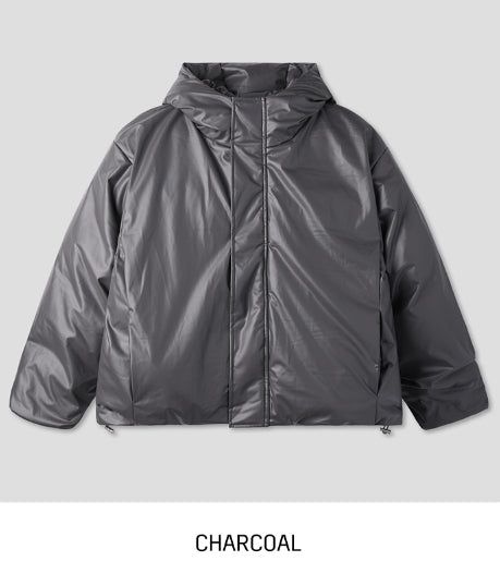 Touk glossy puffer hood padding