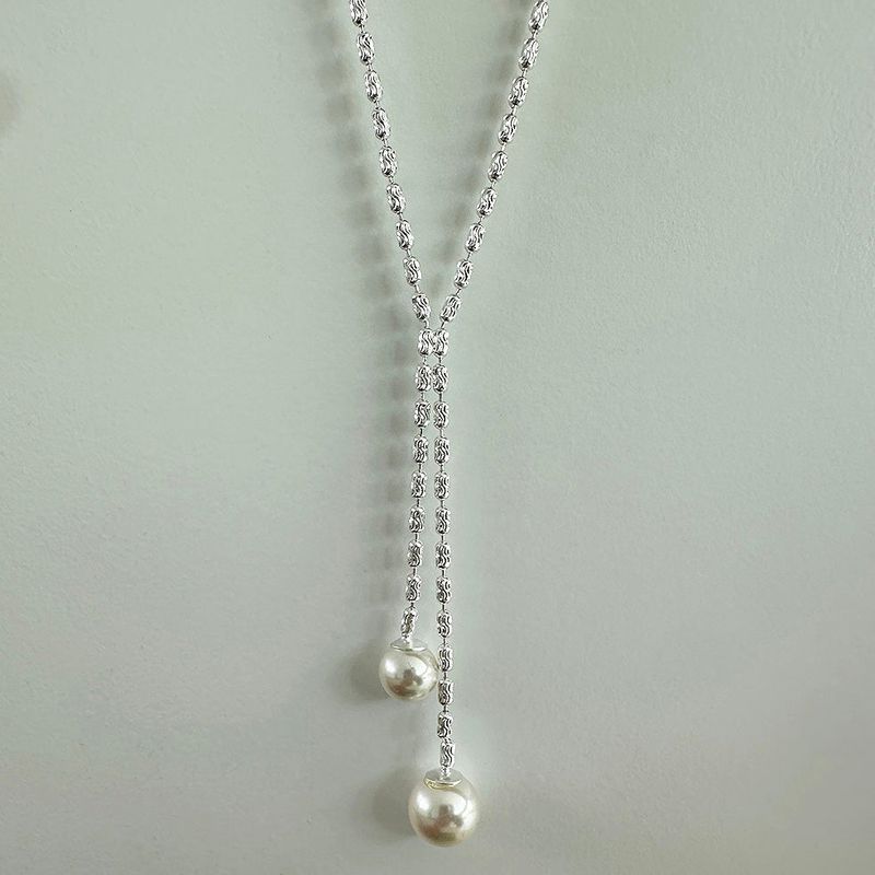 [925silver] V cut drop pearl necklace
