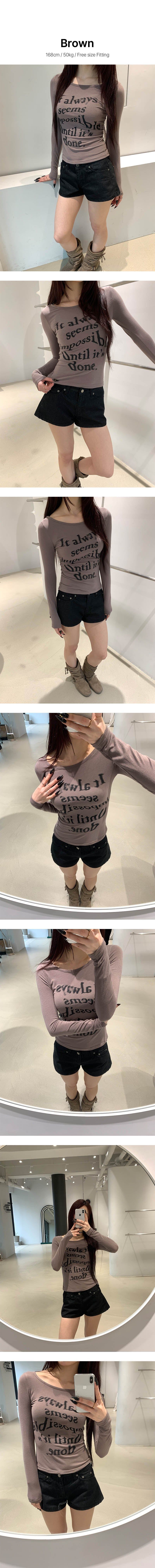 Lettering slim long sleeve top(4color)