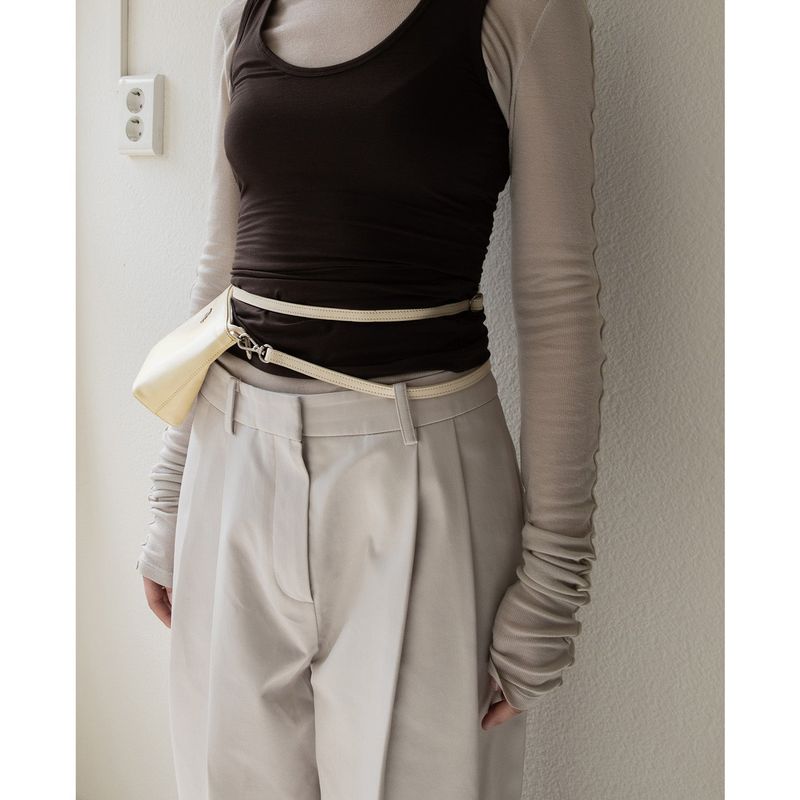 leather mignon bag - butter / strap - ( cowleather, chain)