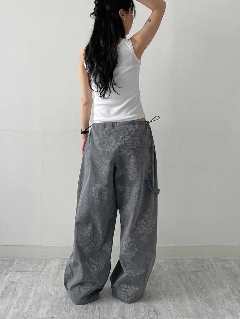Dyed Floral Stopper Wide Pants