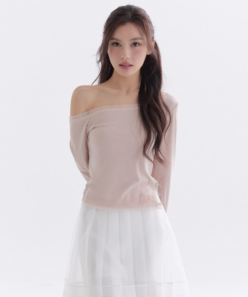 THETIS（ザティス）の「PURE MESH SATIN RIBBON T-SHIRT_TT6S213PK（Tops）」