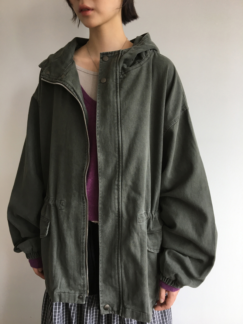 Morrow washed hooded field jacket (2color)