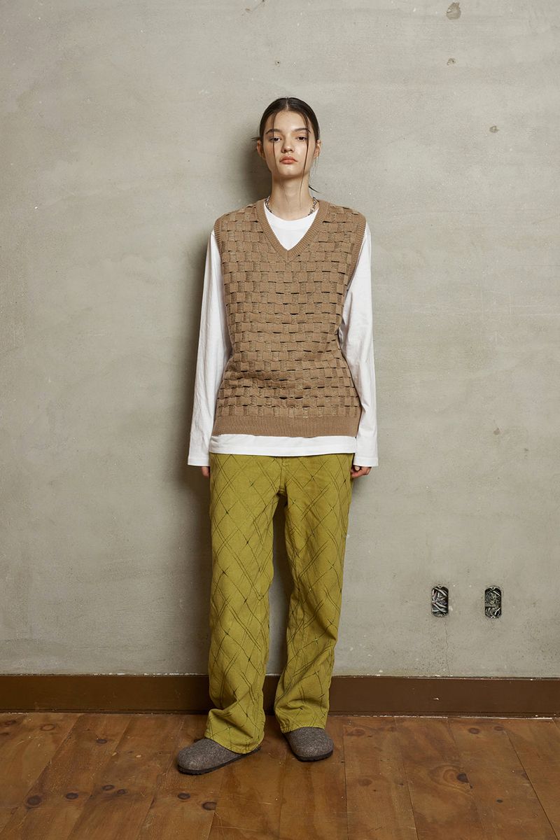 ROPE CHECKER KNIT VEST