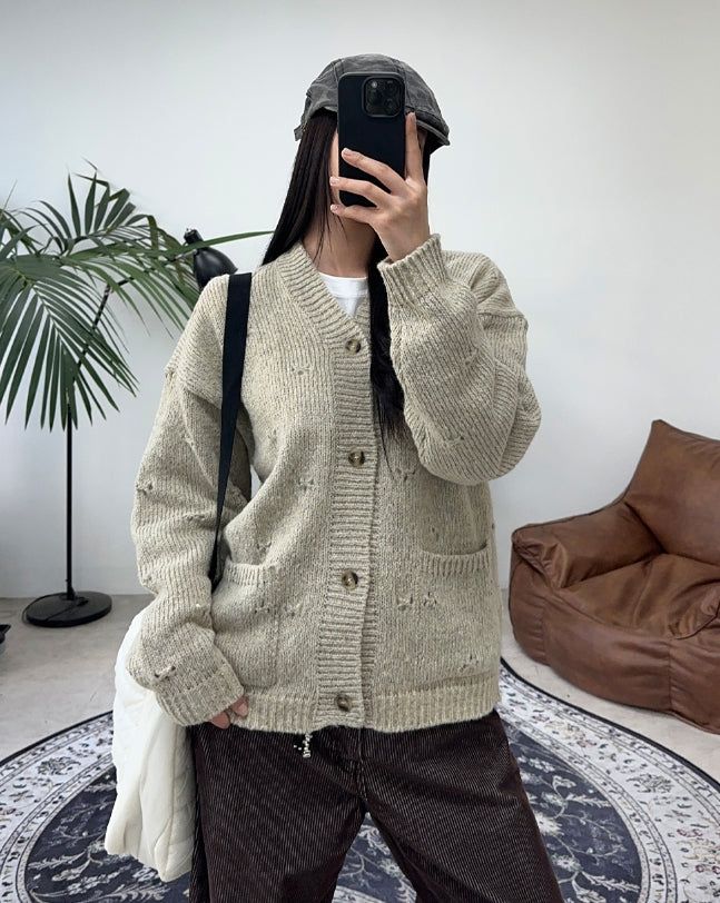 SATIIIZ（サティーズ）の「Alp Punching Knit Cardigan（Tops）」