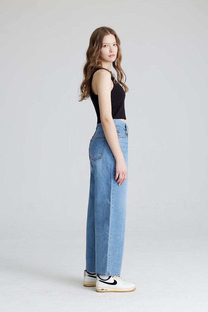 WMNS LOOSEFIT DENIM PANTS BLUE