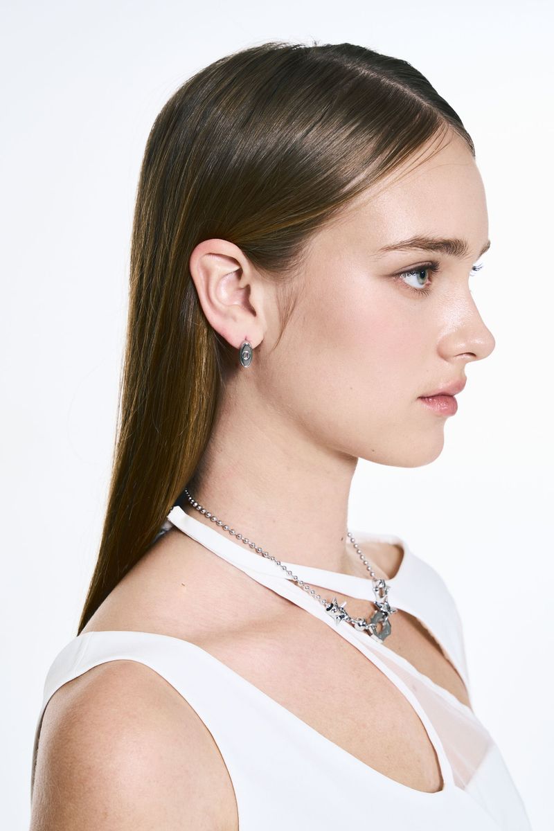 NO.578 [SILVER] ROUND KEY HOLE EARRING