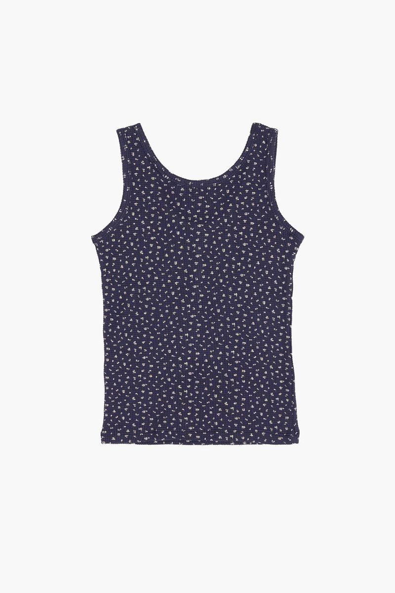 Flower waffle henley sleeveless