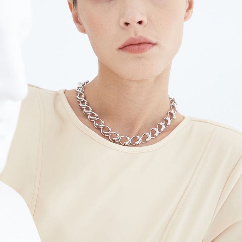 Tear Drop Chian Necklace_Silver